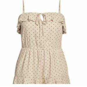 City chic tan romper with black polka dots